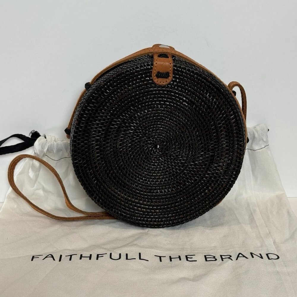 NWT Faithfull the Brand Jana crossbody woven purse woven black/tan $120